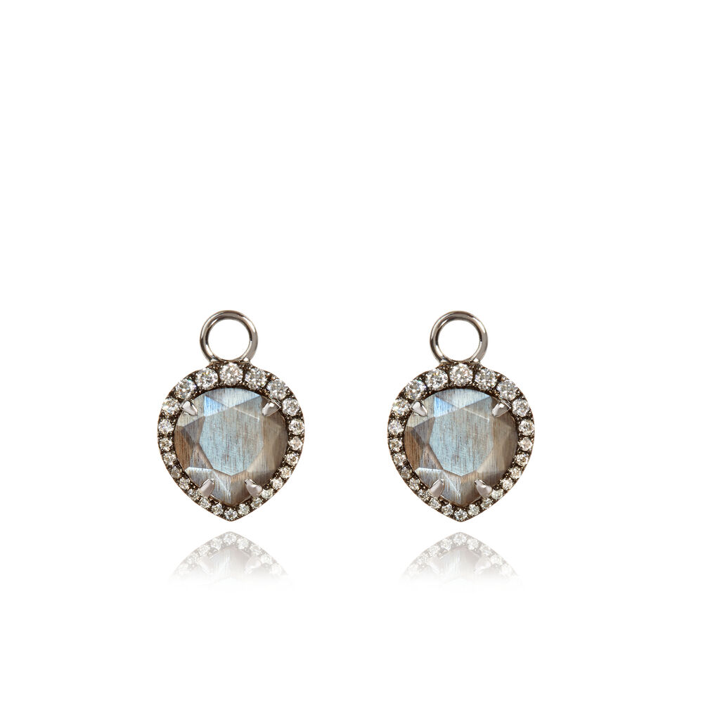 18ct White Gold Feldspar Diamond Earring Drops | Annoushka jewelley